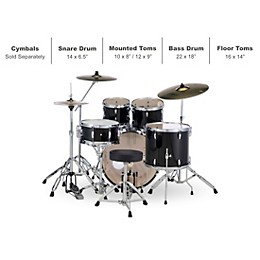 Pearl Roadshow 5-Piece Drum Set With Hardware and Zildjian Planet Z Cymbals Jet Black