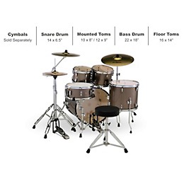 Pearl Roadshow 5-Piece Drum Set With Hardware and Zildjian Planet Z Cymbals Bronze Metallic