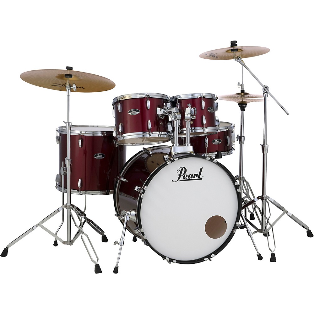 Pearl Roadshow 5-Piece Drum Set With Hardware And Zildjian Planet Z Cymbals Red Wine