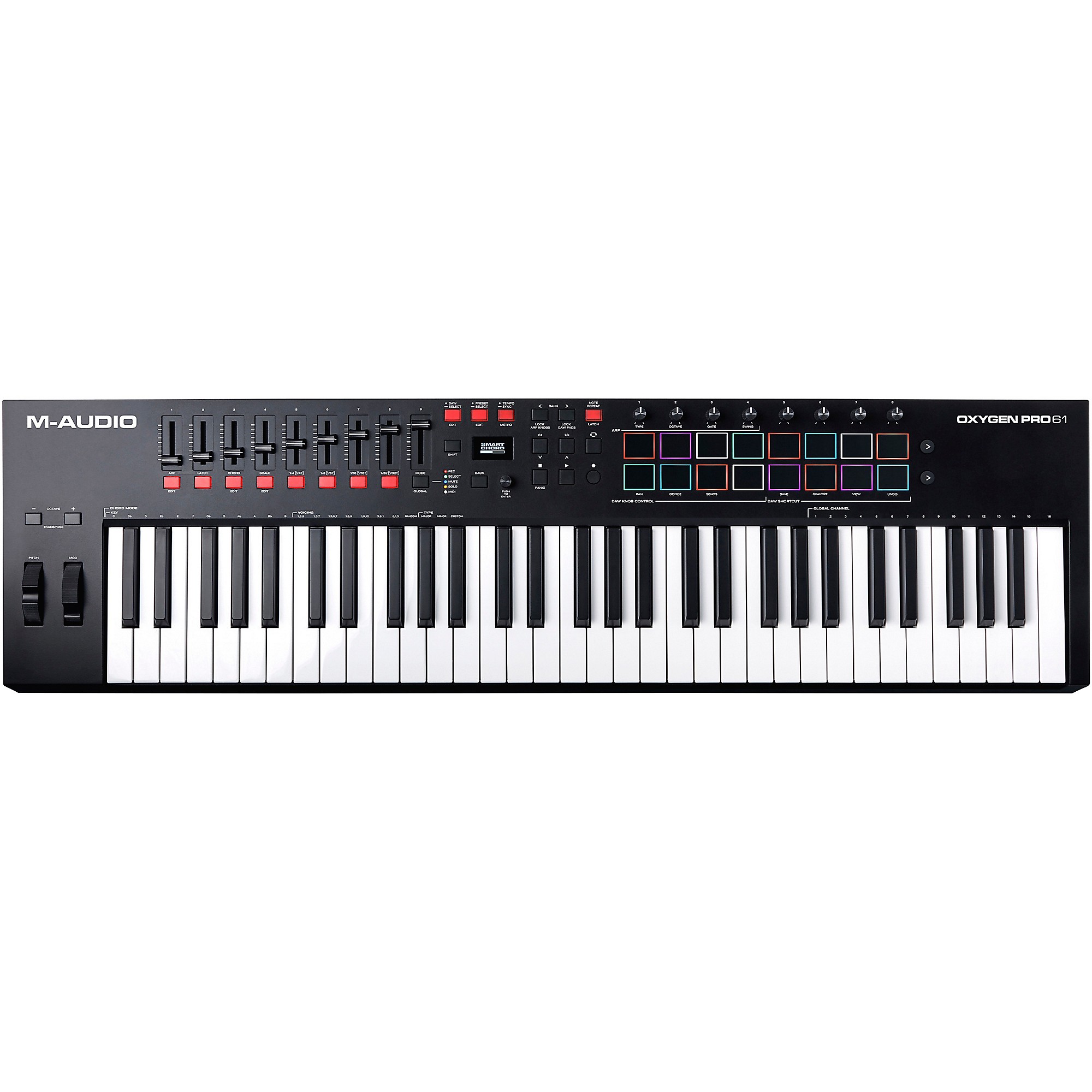 M-Audio Oxygen Pro 61 – Clavier maître USB-MIDI 61 touches avec pads,  potentiomètres & Support pour clavier pré-assemblé double embase RockJam  Xfinity