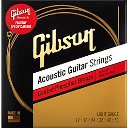 Gibson Coated Phosphor Bronze Acoustic Guitar Strings, Light Gauge