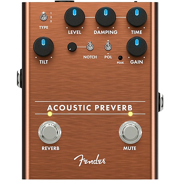 Open Box Fender Acoustic Preamp/Reverb Effects Pedal Level 1 Copper