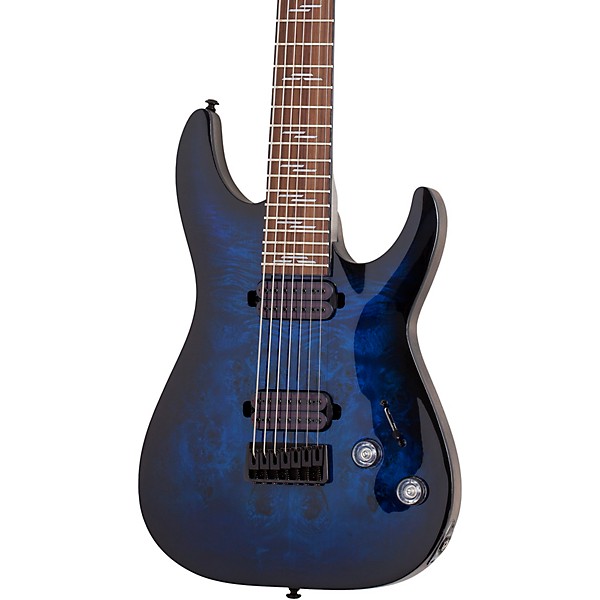Open Box Schecter Guitar Research Omen Elite 7-String Electric Guitar Level 2 See-Thru Blue Burst 197881131951