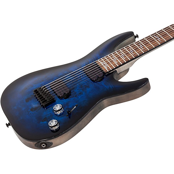Open Box Schecter Guitar Research Omen Elite 7-String Electric Guitar Level 2 See-Thru Blue Burst 197881131951