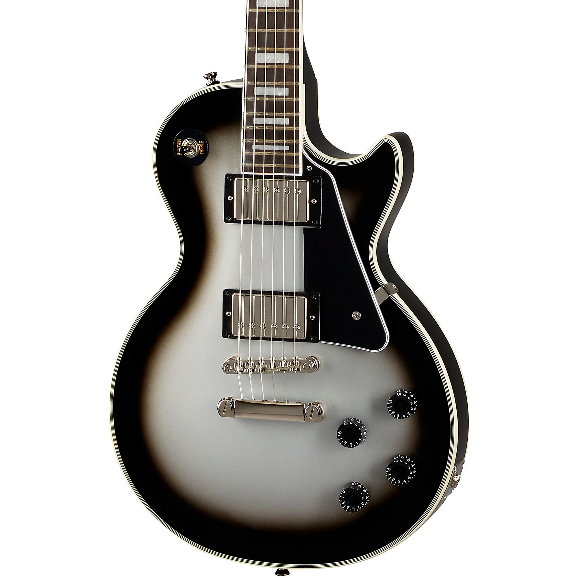 Epiphone Les Paul Custom Limited-Edition Electric Guitar Silver Burst |  Guitar Center