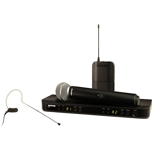 Open Box Shure BLX1288/MX53 Wireless Combo System with SM58 Handheld and MX153 Earset Level 2 Band H9 197881116095