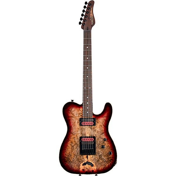 Schecter Guitar Research Custom Shop PT USA Buckeye Burl 6-String Electric Guitar Gray Stabilized With Pale Center
