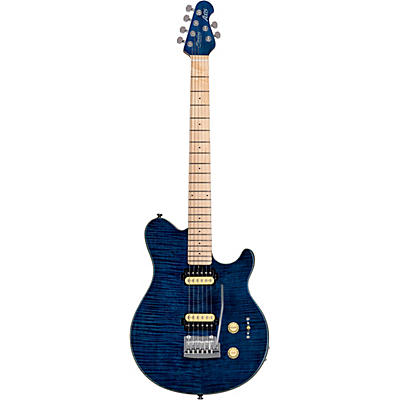 Sterling By Music Man S.U.B. Axis Flame Maple Top Electric Guitar Neptune Blue for sale