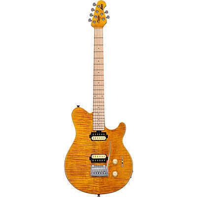 Sterling By Music Man S.U.B. Axis Flame Maple Top Electric Guitar Transparent Gold for sale