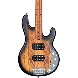 Open Box Sterling by Music Man StingRay Ray34HH Spalted Maple Top Maple Fingerboard Electric Bass Guitar Level 2 Natural Burst Satin 197881125790