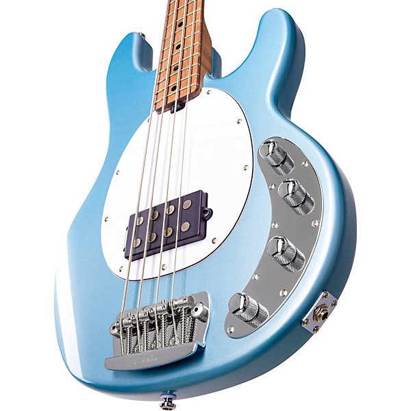 Sterling by Music Man StingRay Ray34 Maple Fingerboard Electric Bass  Firemist Silver