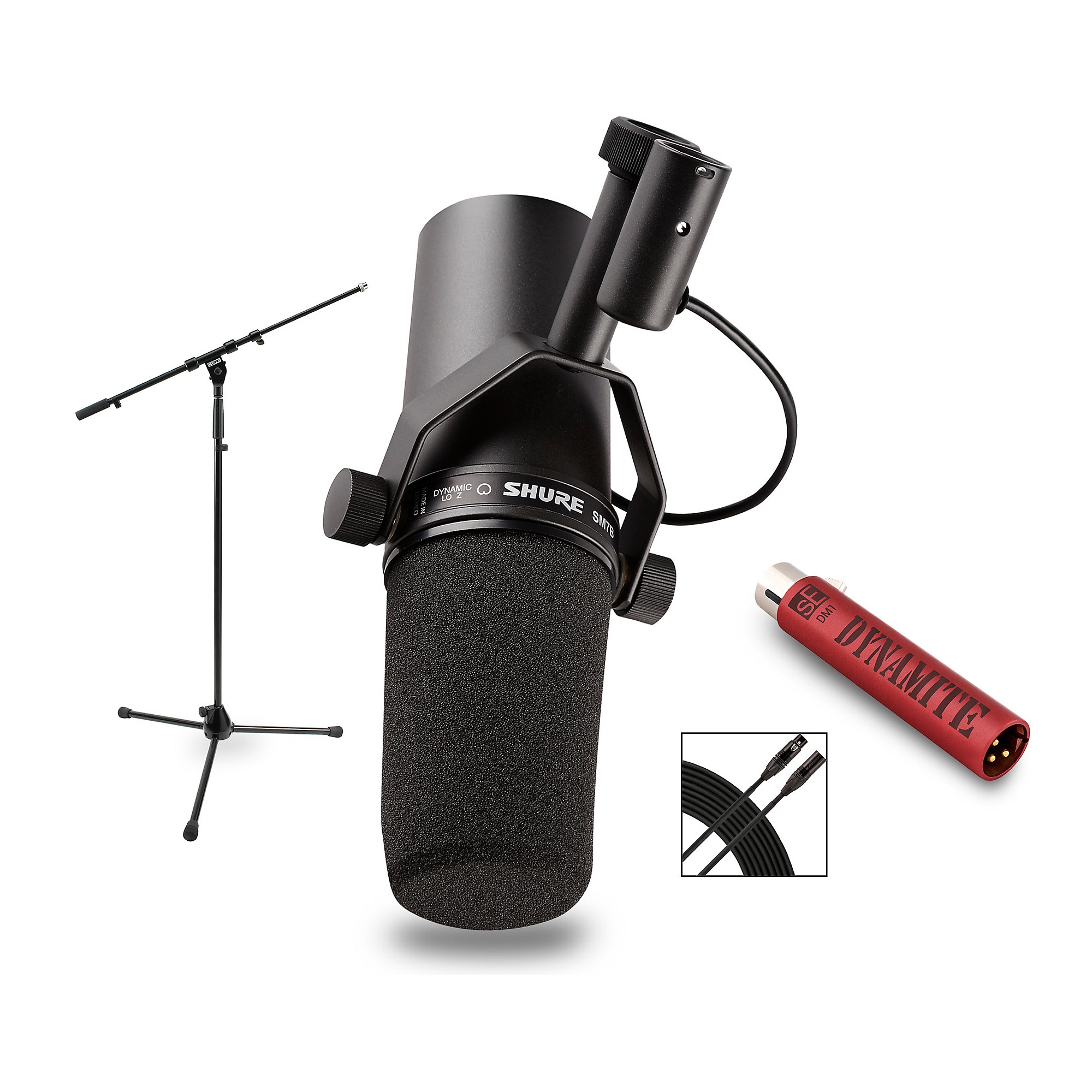 Shure SM7B with sE DM1 Dynamite Active Inline Preamp & Accessories | Guitar  Center