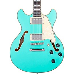 D'Angelico Deluxe Series Mini DC With USA Seymour Duncan Humbuckers Limited-Edition Semi-Hollow Electric Guitar Matte Surf Green
