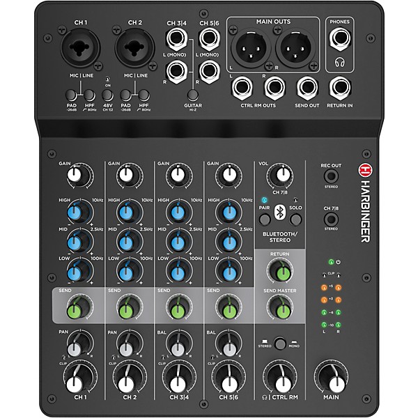 Open Box Harbinger LV8 8-Channel Analog Mixer with Bluetooth Level 1