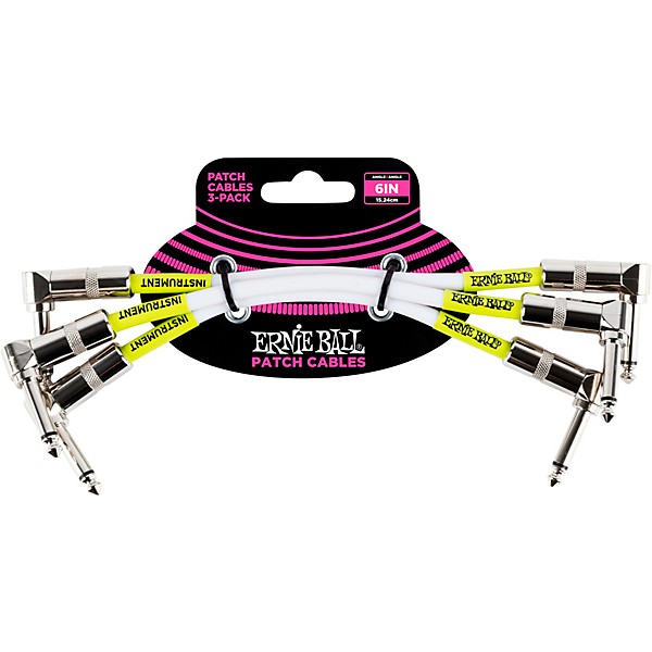 Ernie Ball Ernie Ball 6" Instrument Patch Cable 3-Pack 6 in. White