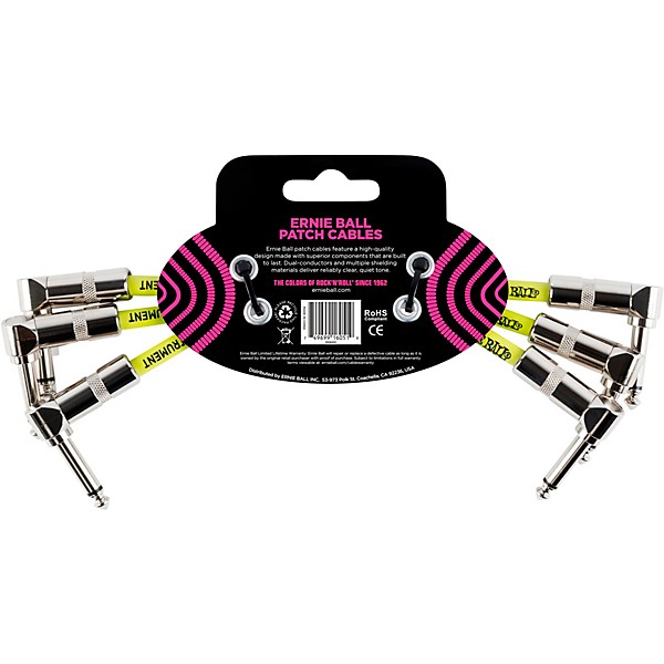 Ernie Ball Ernie Ball 6" Instrument Patch Cable 3-Pack 6 in. White