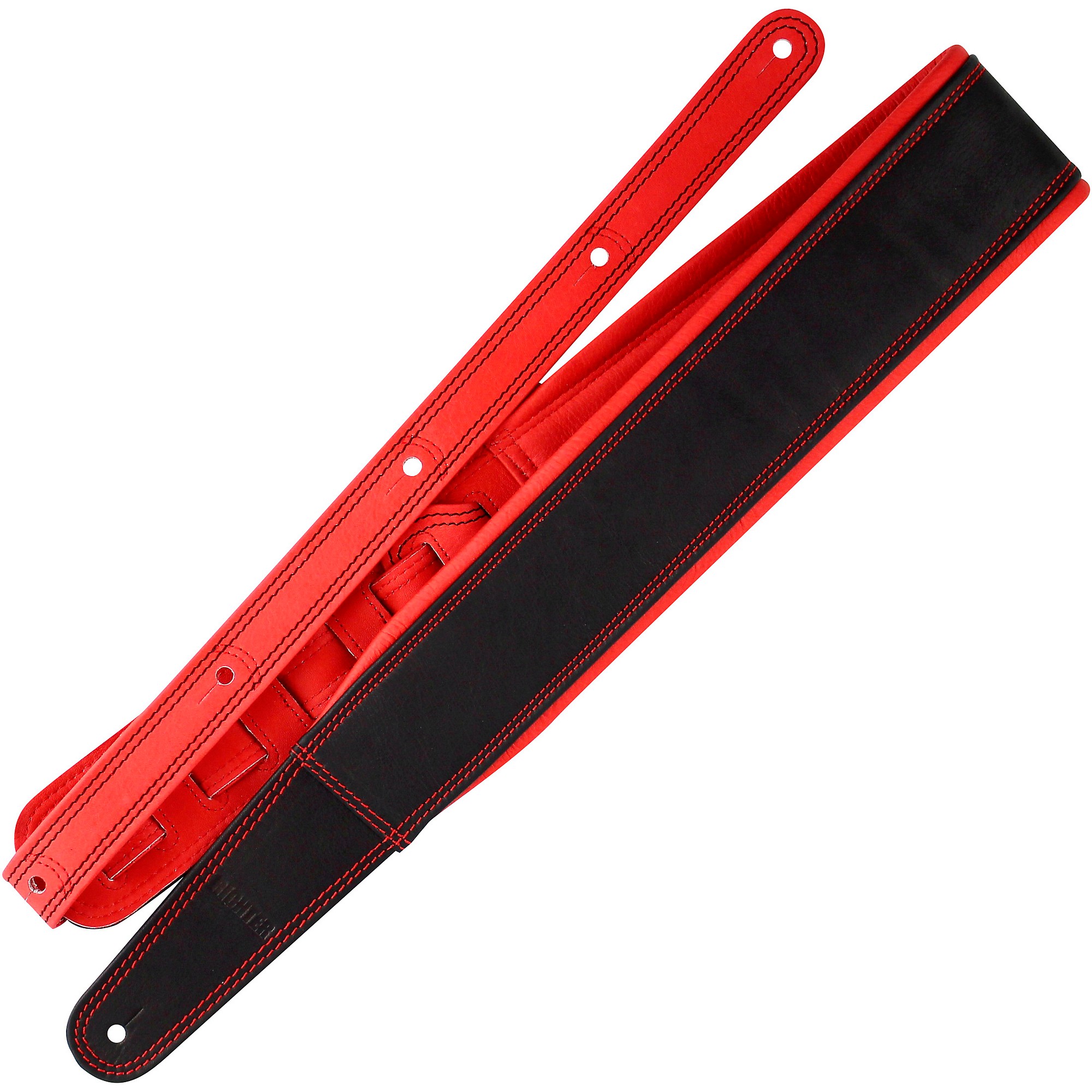 RICHTER Springbreak I Nappa Guitar Strap Black/Red 2.75 in