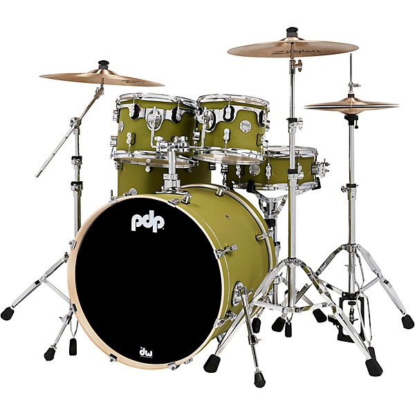 PDP by DW Concept Maple 5-Piece Shell Pack with Chrome Hardware Satin Olive