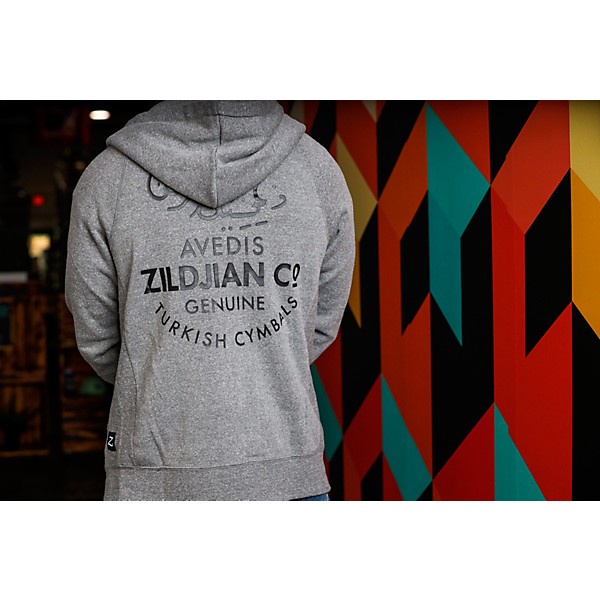 Zildjian Gray Zip Up Logo Hoodie X Large Gray