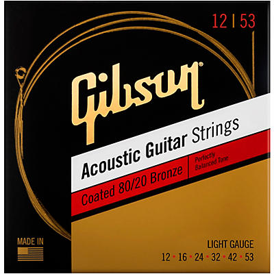 Gibson Coated 80/20 Bronze Light Acoustic Guitar Strings for sale