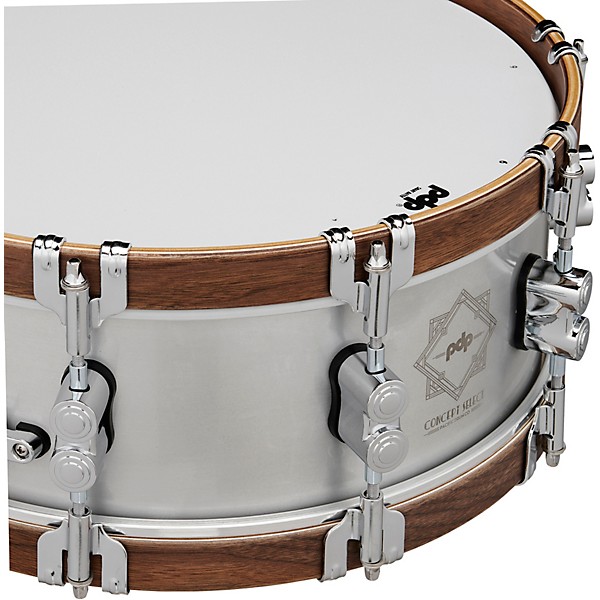 PDP by DW Concept Select Aluminum Snare Drum With Walnut Hoops 14 x 5 in. Aluminum