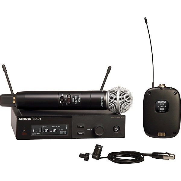 Shure SLX-D Quad Combo Bundle With 2 Handheld and 2 Combo Systems With Antenna Band H55
