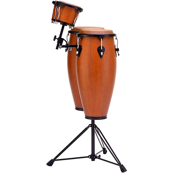 Pearl Primero Conga and Bongo Set With Stand in Mahogany Satin Stain