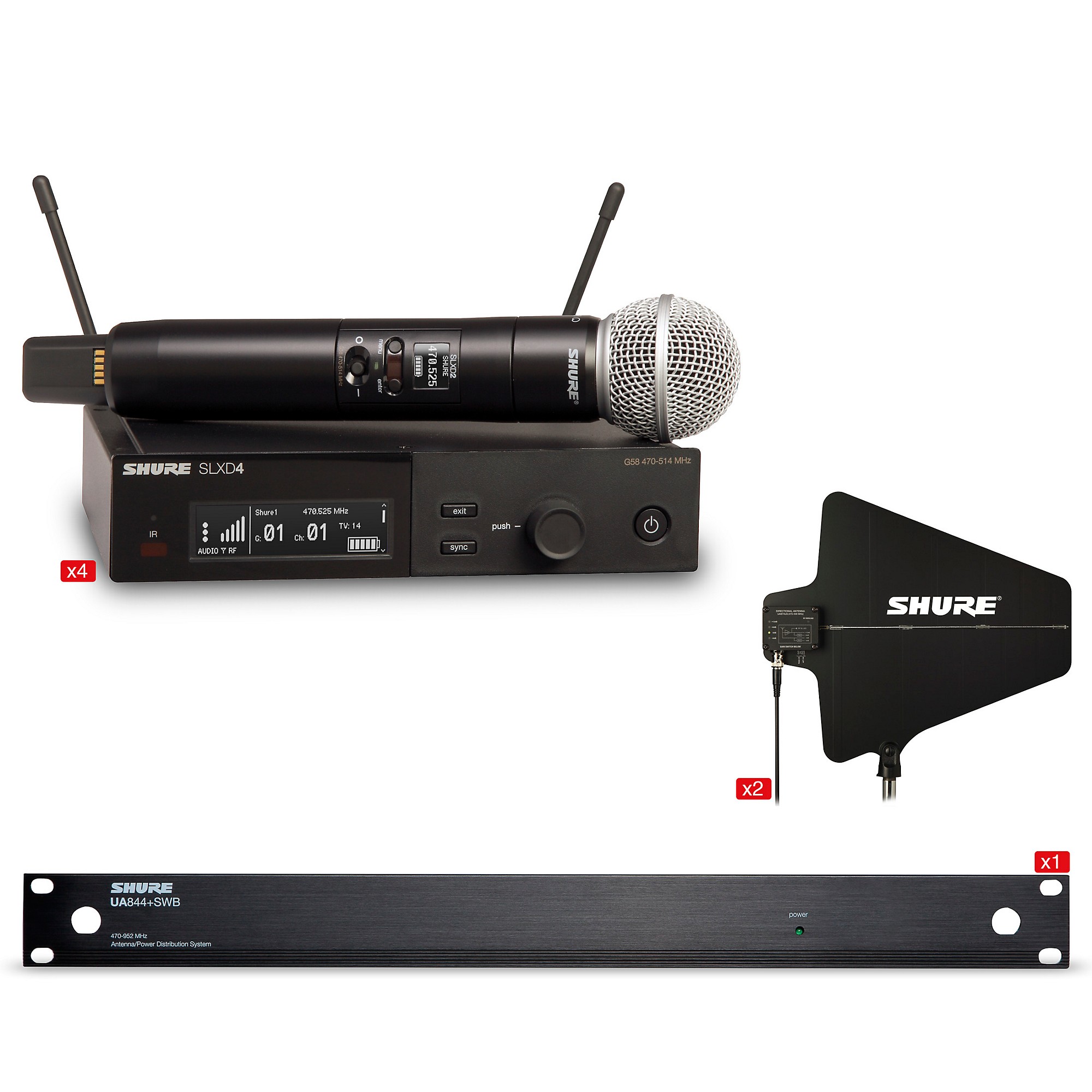 配信機器・PA機器・レコーディング機器 SHURE SVX Wireless Microphone System Shure SLXD 4 Handheld Wireless Microphone With Antenna Bundle Band