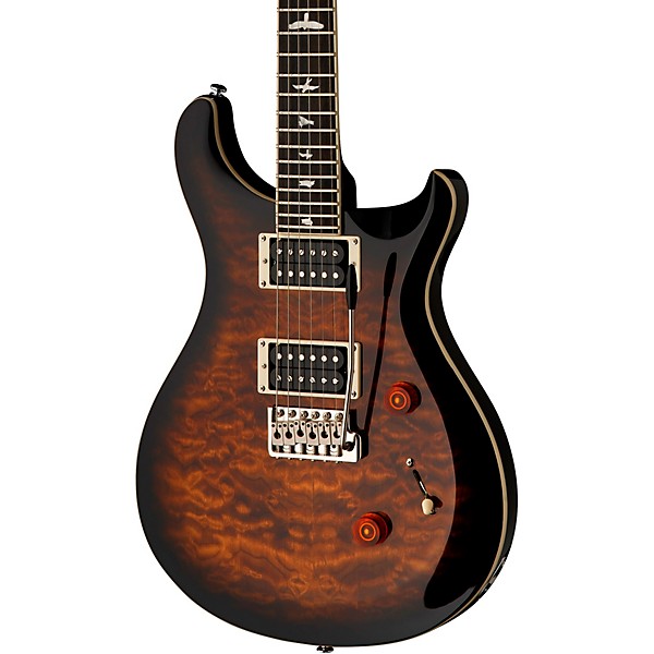 Open Box PRS SE Custom 24 Quilted Carved Top With Ebony Fingerboard Electric Guitar Level 2 Black Gold Sunburst 197881072773