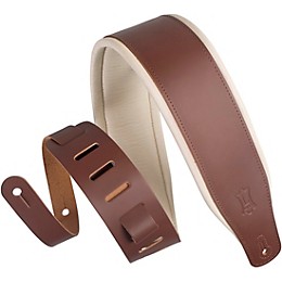 Levy's M26PD 3" Wide Top Grain Leather Guitar Strap Brown Cream
