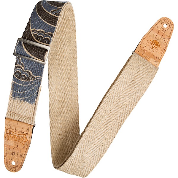 Levy's MH8P 2 inch Wide Hemp Guitar Strap Black and Blue