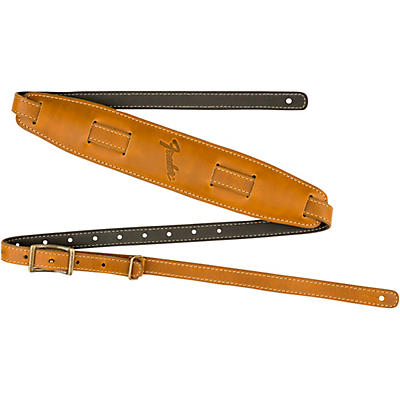 Fender Long Mustang Saddle Leather Guitar Strap Butterscotch 2.5 In. for sale