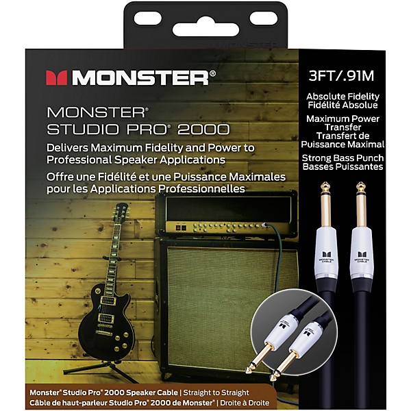 Monster Cable Prolink Studio Pro 2000 Speaker Cable - Straight to Straight 3 ft. Black