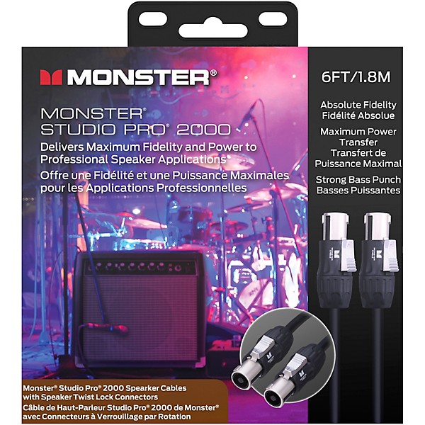 Monster Cable Prolink Studio Pro 2000 Speaker Cable with Speak-On Connectors 6 ft. Black