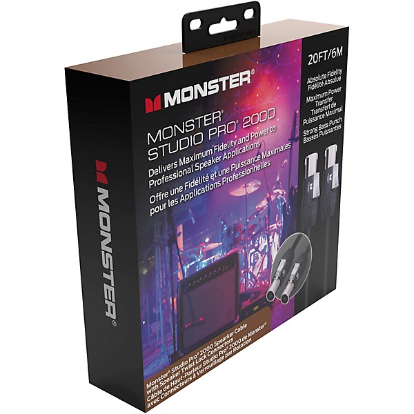 Monster Cable Prolink Studio Pro 2000 Speaker Cable with Speak-On Connectors 20 ft. Black