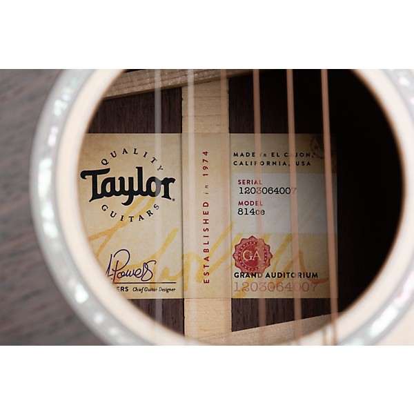 Taylor 814ce V-Class Left-Handed Grand Auditorium Acoustic-Electric Guitar Natural