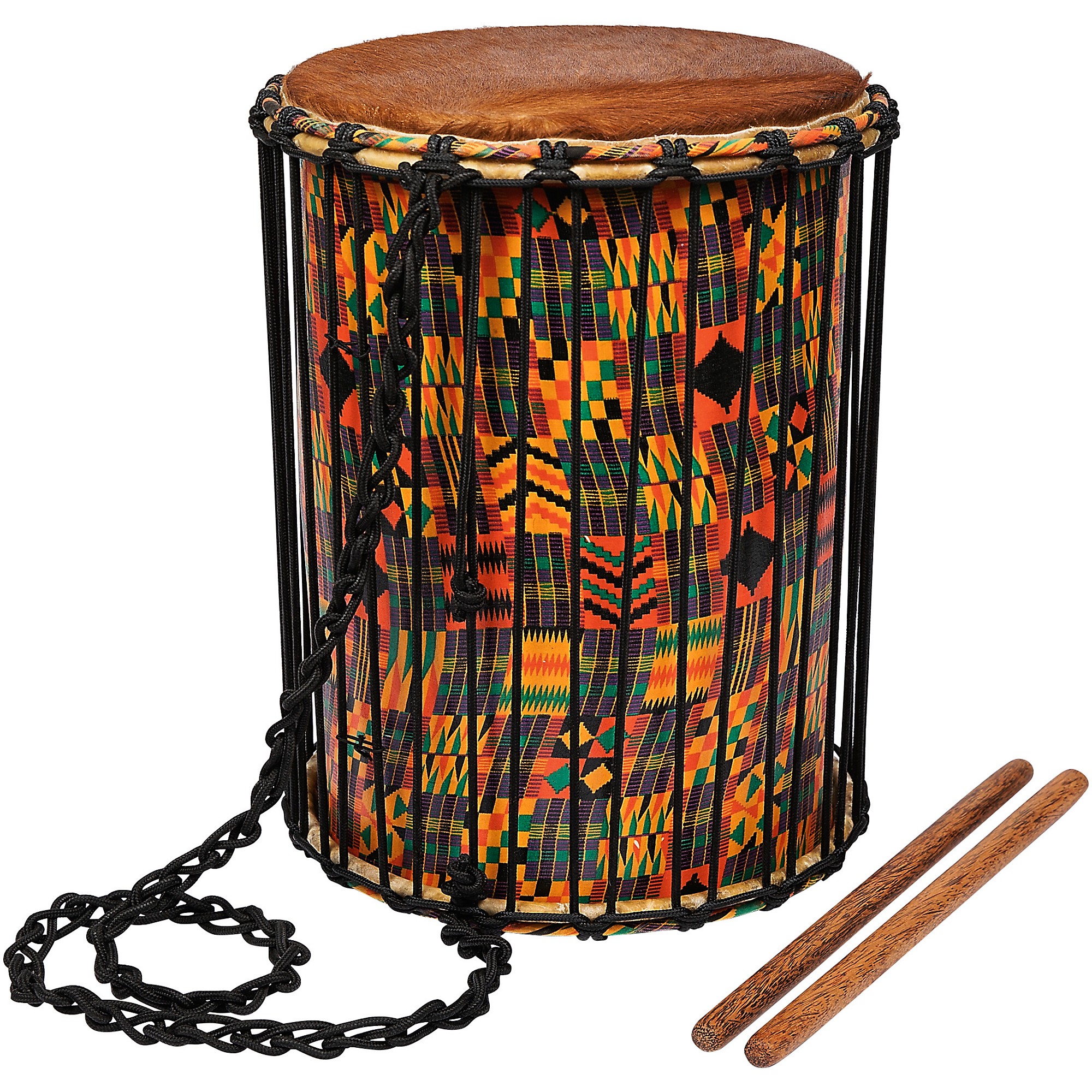 DUNDUN ドゥンドゥン　 アフリカン X8 Drums Kente Cloth Dundun with Sticks 15 in. | Guitar Center