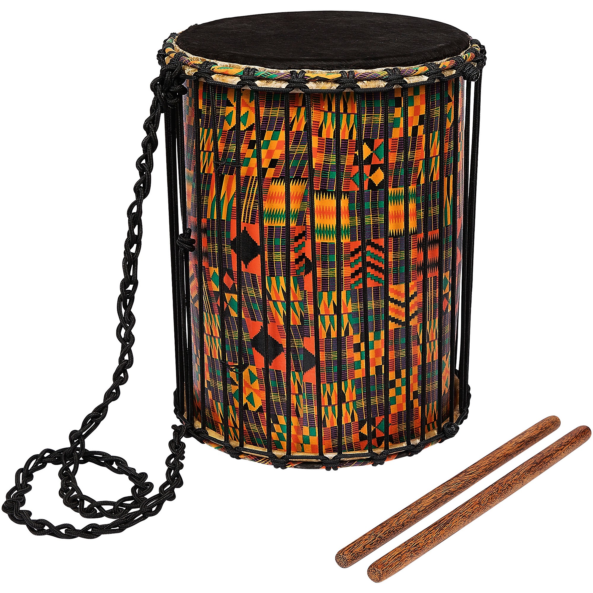 DUNDUN ドゥンドゥン アフリカン X8 Drums Kente Cloth Dundun with Sticks 15 in. | Guitar Center