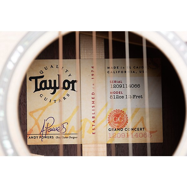 Taylor 812ce 12-Fret V-Class Grand Concert Acoustic-Electric Guitar Natural