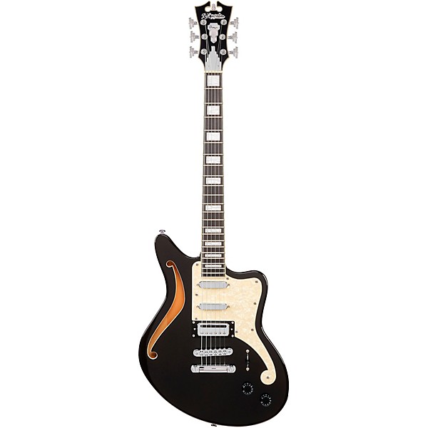 D'Angelico Premier Series Bedford SH Electric Guitar Offset Stopbar Tailpiece Black Flake