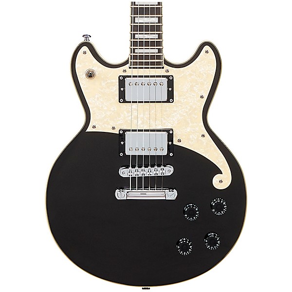 D'Angelico Premiere Series Brighton Solid Body Electric Guitar Double Cutaway Stopbar Tailpiece Black Flake