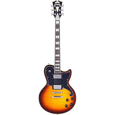 D'angelico Deluxe Series Atlantic Solidbody Electric Guitar With Usa Seymour Duncan Humbuckers And Stopbar Tailpiece Vintage Sunburst for sale