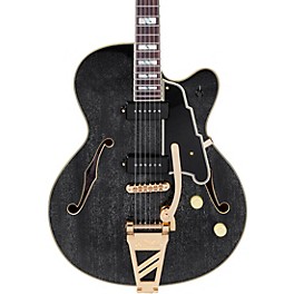 D'Angelico Excel Series 59 Hollowbody Electric Guitar with USA Seymour Duncan P-90's and Shield Tremolo Black Dog