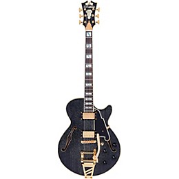 D'Angelico Excel Series DC Semi-Hollow Electric Guitar With USA Seymour Duncan Humbuckers and Shield Tremolo Black Dog
