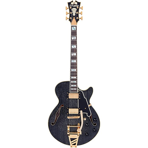 D'Angelico Excel Series DC Semi-Hollow Electric Guitar With USA Seymour Duncan Humbuckers and Shield Tremolo Black Dog