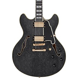 D'Angelico Excel Series DC Semi-Hollow Electric Guitar With USA Seymour Duncan Humbuckers and Stopbar Tailpiece Black Dog