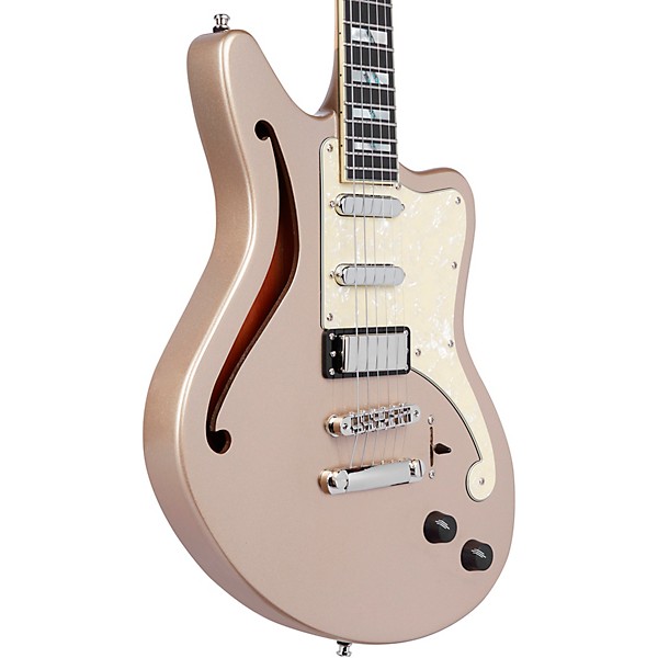D'Angelico Deluxe Series Bedford SH Electric Guitar With USA Seymour Duncan Pickups and Stopbar Tailpiece Desert Gold