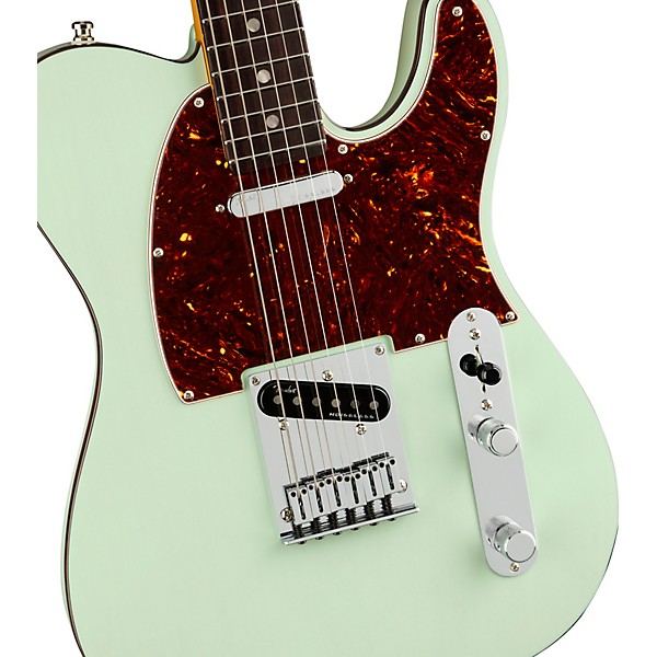 Fender American Ultra Luxe Telecaster Rosewood Fingerboard Electric Guitar Transparent Surf Green