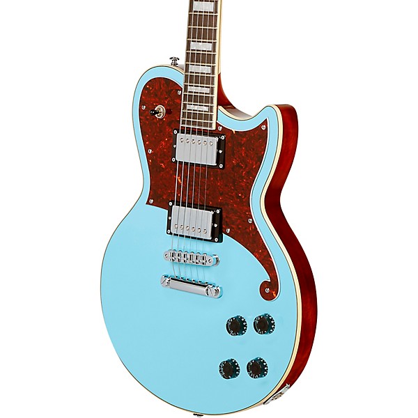 D'Angelico Premier Series Atlantic Solidbody Single Cutaway Electric Guitar With Stopbar Tailpiece Sky Blue