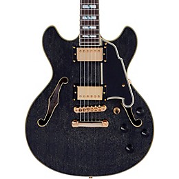 Open Box D'Angelico Excel Series Mini DC Semi-Hollow Electric Guitar with USA Seymour Duncan Humbuckers and Stopbar Tailpiece Level 1 Black Dog